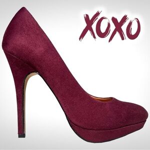 XOXO Wine Suede Platform Heels NWT